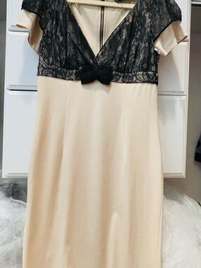 Love Moschino Black Lace Trim on Cream Dress